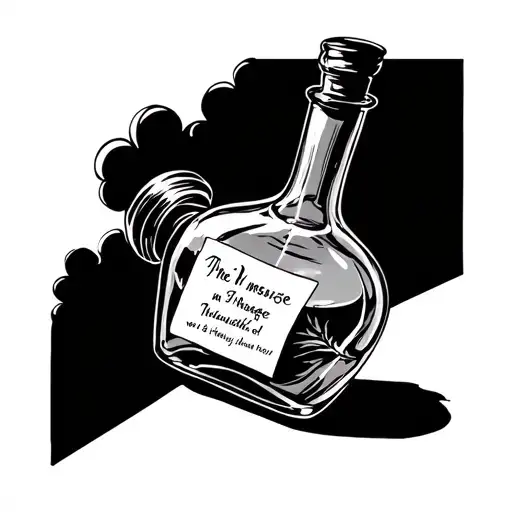 message in a bottle tattoo design idea