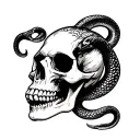 skull and snake tattoo design idea