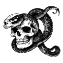 skull and snake tattoo design idea