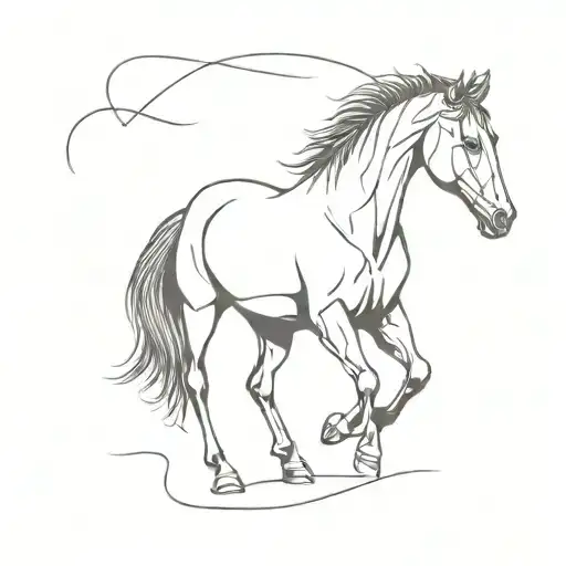 horse head and hoof print walking across like with an S tattoo design idea
