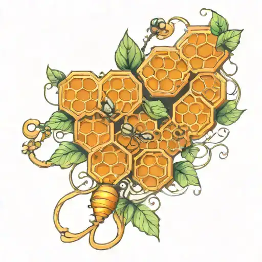 honeycomb and vine intertwined tattoo design idea