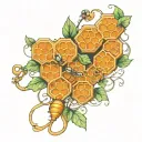 honeycomb and vine intertwined tattoo design idea