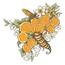 honeycomb and vine intertwined tattoo design idea