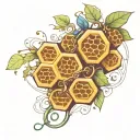 honeycomb and vine intertwined tattoo design idea