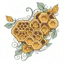 honeycomb and vine intertwined tattoo design idea
