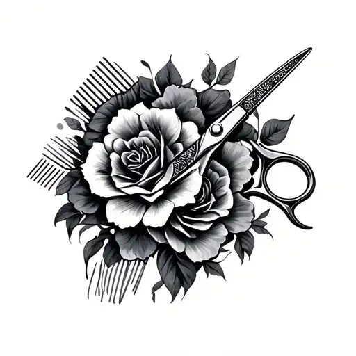 scissors and a comb tattoo design idea
