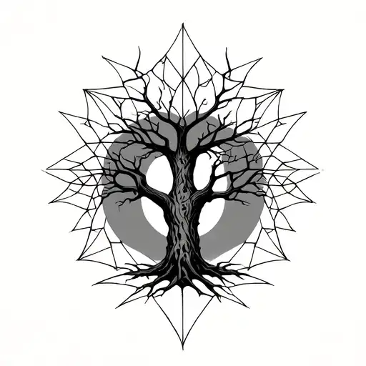 Baobab Tree without leaves tattoo design idea