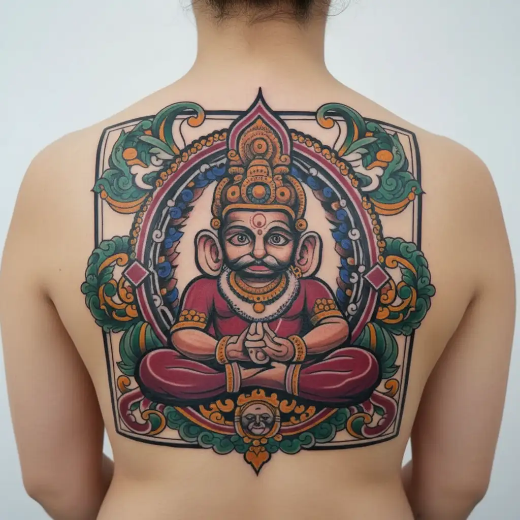 Ayyappa god holding tattoo design idea