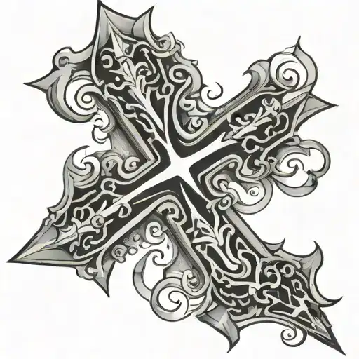 VI upside down cross tattoo design idea