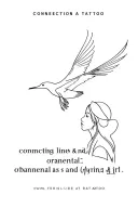 "connecting lines & oranamental" albatross bird that flying and looking at a girl side profile tattoo design idea