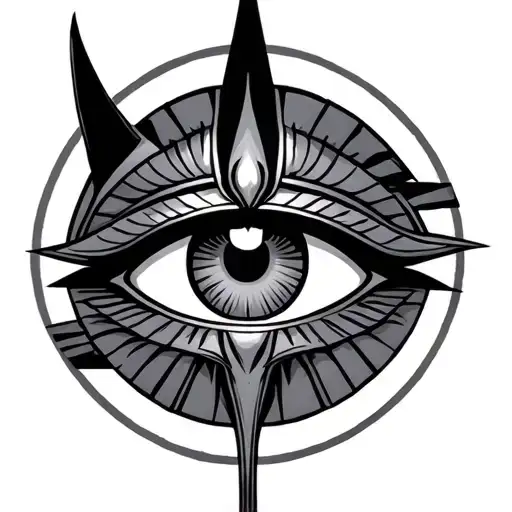 Anubis, scarabel, Horus eye surrounded tattoo design idea