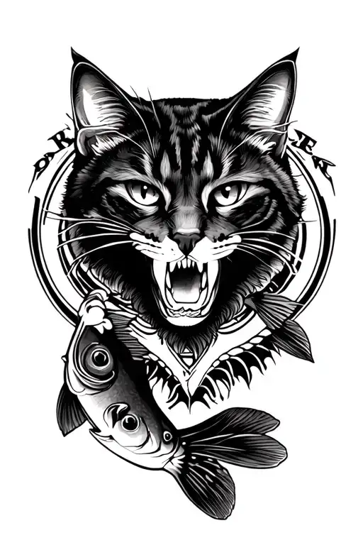 The name Carter with a catfishing theme tattoo design idea