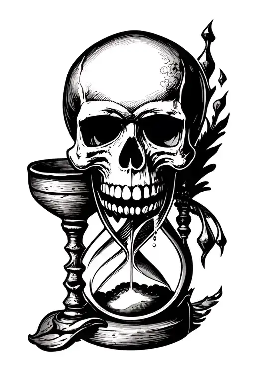 skull, hourglass, viking symbol, black, tatoo tattoo design idea