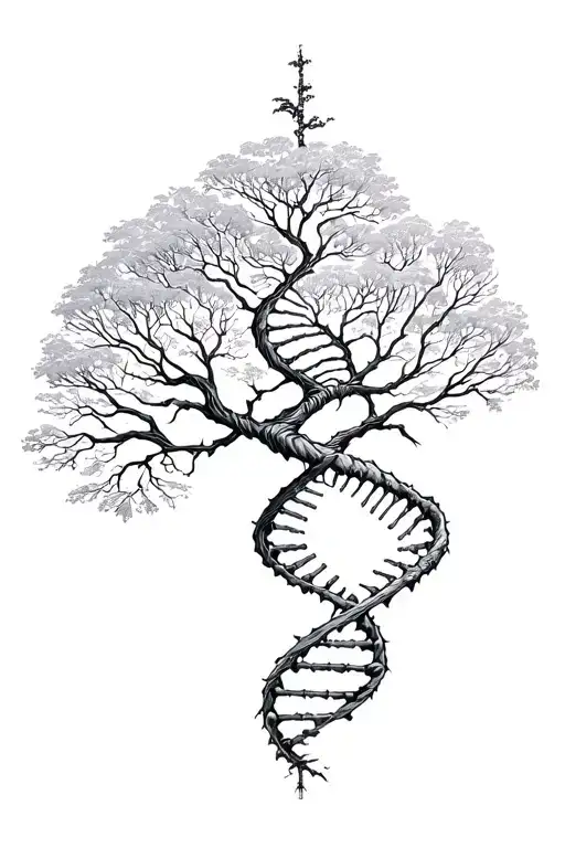 tree of life featuring Human DNA double helix tattoo design idea