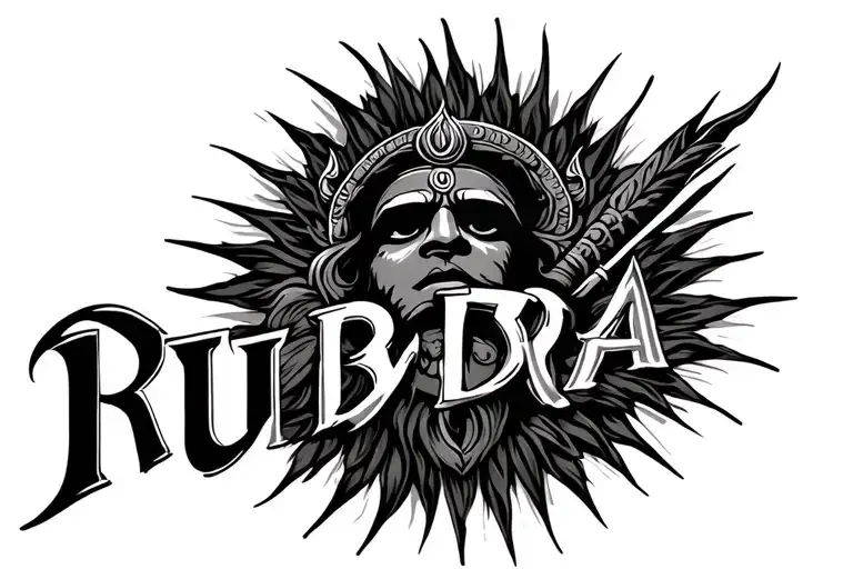 Name Rudra in Sanskrit with Trishul tattoo design idea