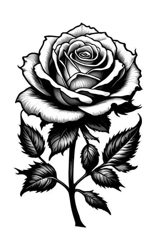 Generate a tattoo design of a single rose which is beautiful and elegant, with its petals on fire in a minimalistic art  tattoo design idea
