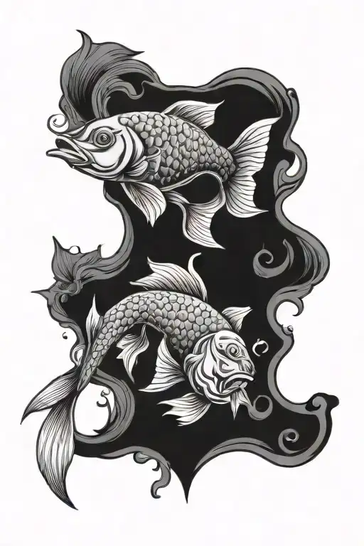 Gemini Pisces feminine fish tattoo design idea