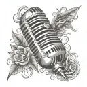 microphone Singer rock n roll nature inspired tattoo tattoo design idea