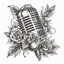 microphone Singer rock n roll nature inspired tattoo tattoo design idea