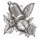 microphone Singer rock n roll nature inspired tattoo tattoo design idea
