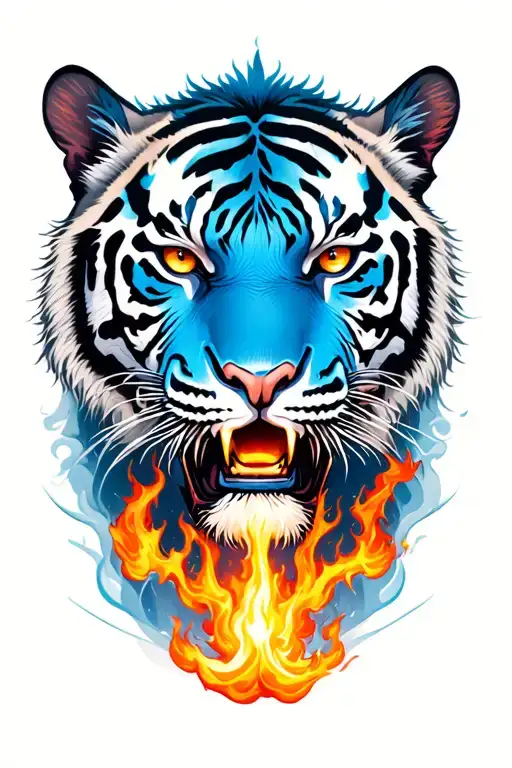 tiger and dragon breathing fire tattoo design idea