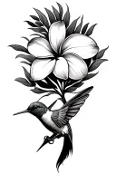 maori style frangipani flower and hummingbird tattoo design idea