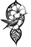 maori style frangipani flower and hummingbird tattoo design idea