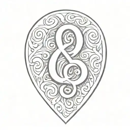 ampersand in a guitar pick tattoo design idea