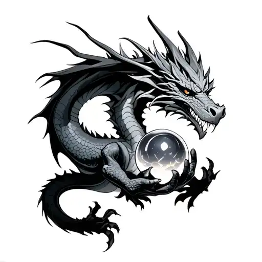 Dragon Holding Crystal Ball tattoo design idea