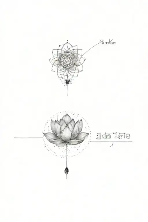 a lotus flower unalome moon and sun and moon tattoo design idea