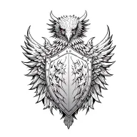 shield + phoenix tattoo design idea