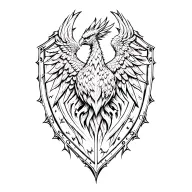 shield + phoenix tattoo design idea