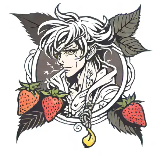 anime strawberry with Ichigo kurosaki's face and hair  tattoo design idea