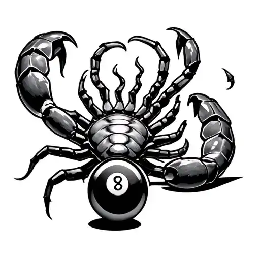 scorpio shooting pool with eight ball in the tail tattoo design idea