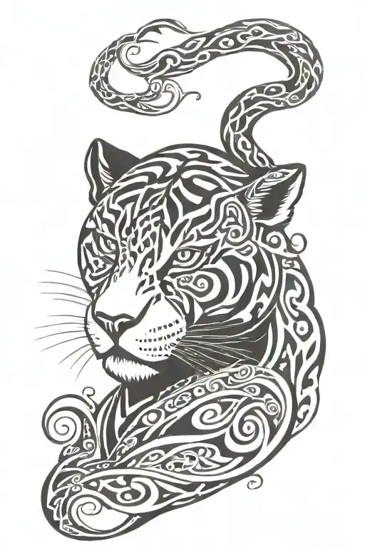 Jaguar back face tattoo design idea