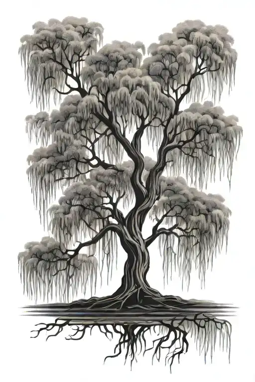 weeping willow tree of life tattoo design idea