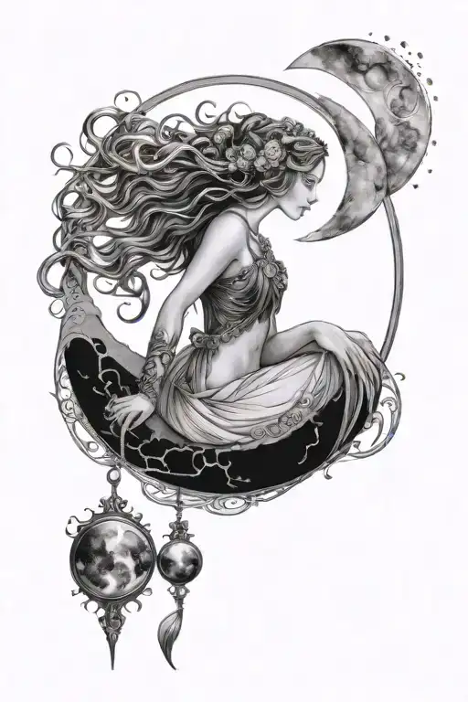 freya goddess moon phases  tattoo design idea