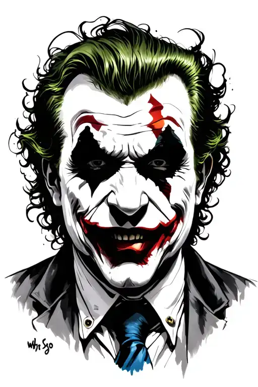 the joker why so surious black and white drawing tattoo design idea