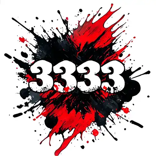 Tattoo design with the number 333 with a combination of Blackletter,Angryblue Controlled fonts, with an empty,full insid tattoo design idea