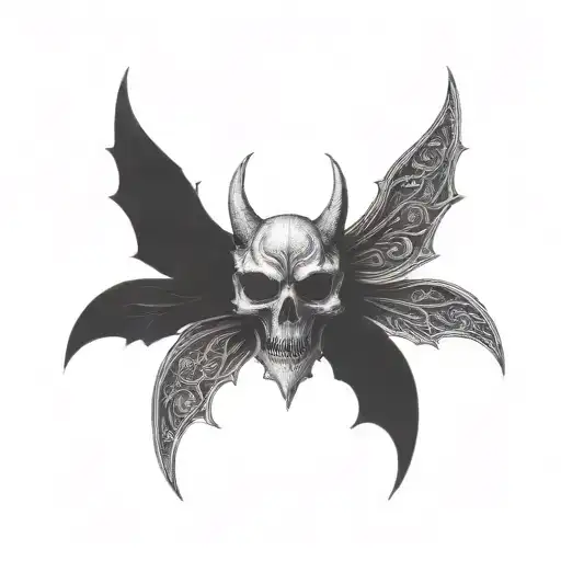 seraphim, 6 bat wings, centre eye, dark, no face, no body tattoo design idea