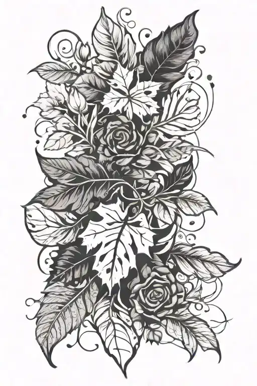 trash polka style with leaves intertwined withe the  umber 603, 2814, and 143 tattoo design idea