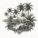 pineapple field , Dominican Republic, cows , horses , river, motorcycles tattoo design idea