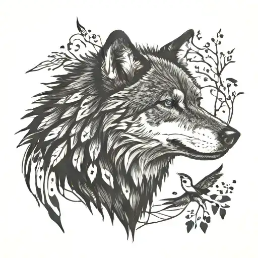 wolf paw print raven inside representing tattoo design idea