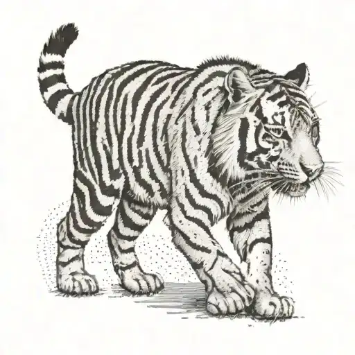 tiger walking tattoo design idea