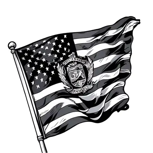 police flag waving tattoo design idea