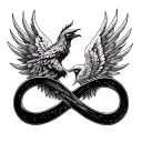 Infinity sign in middle with phoenix's wings tattoo design idea