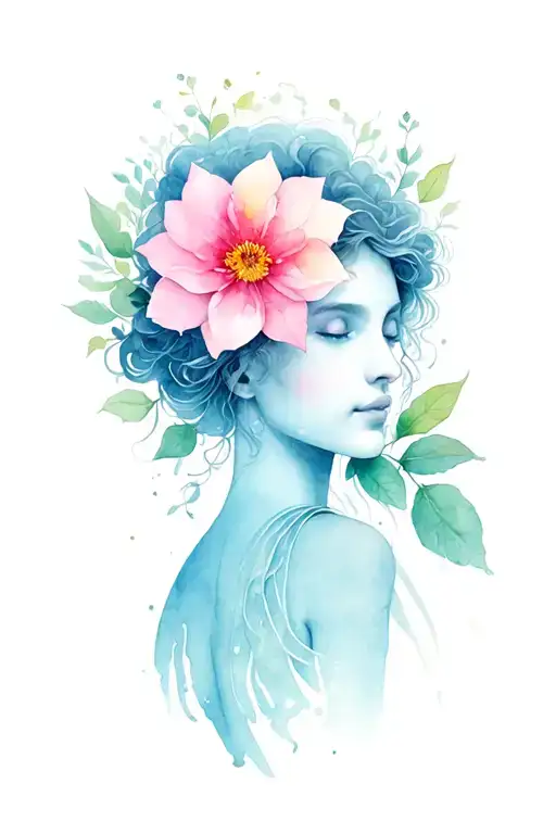 goddess and flower for cancer zodiac sign more on pinkish color  tattoo design idea