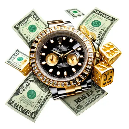 rolex ,dice and money tattoo design idea