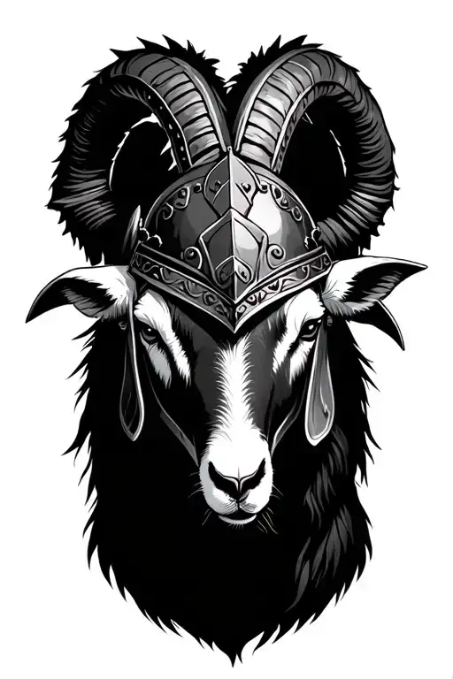 goat scanderbeg helmet make it authentic add something in background tattoo design idea
