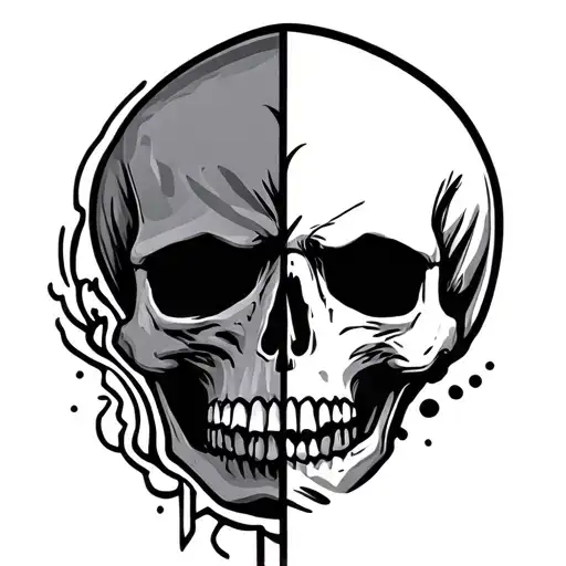 half skull or skull tatto on hand  tattoo design idea